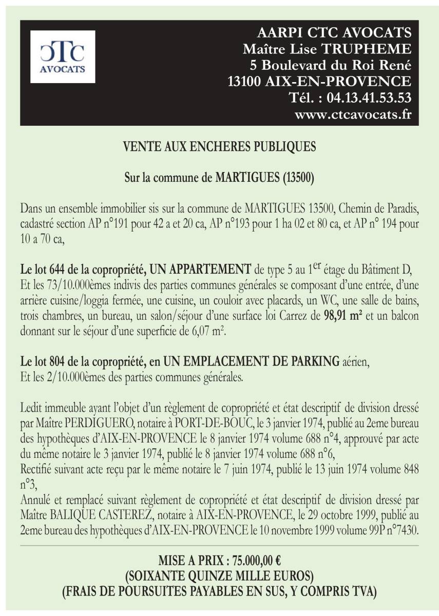 VENTE AUX ENCHERES AIX EN PROVENCE