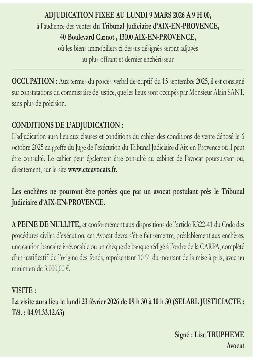 VENTE AUX ENCHERES AIX EN PROVENCE