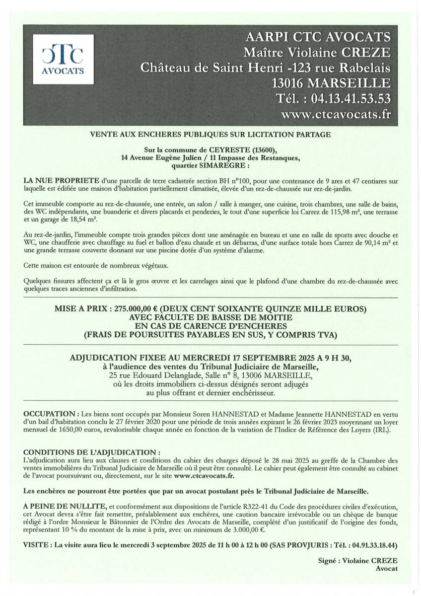 VENTE AUX ENCHERES MARSEILLE 