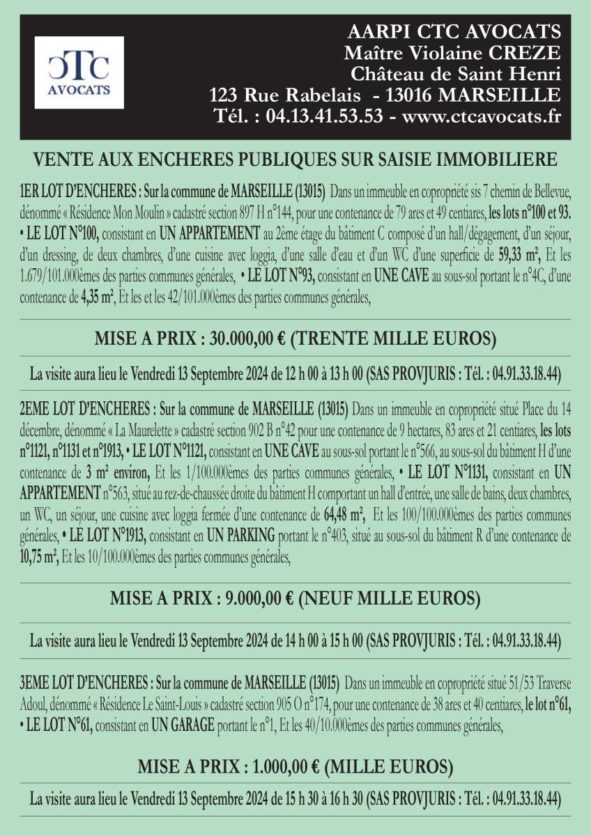 AFFICHE DE VENTE PARTIE 1