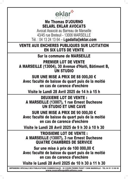 VENTE AUX ENCHERES DU 07/05/2025 MARSEILLE