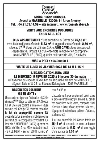 vente aux enchères du 05/02/2025