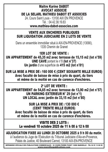 VENTE AUX ENCHERES AIX EN PROVENCE