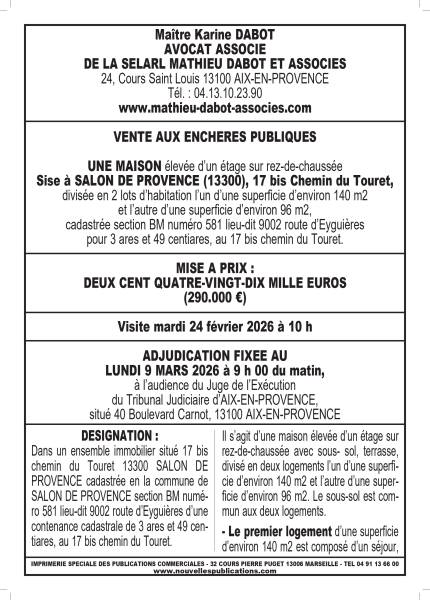 VENTE AUX ENCHERES AIX EN PROVENCE 