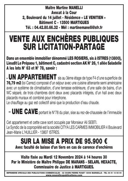 vente aux enchères ISTRES 25/11/24